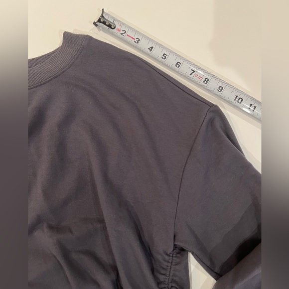 Sincerely Jules Drawstring Ruched Sides Crewneck Grey Large Sweater - Picture 9 of 12